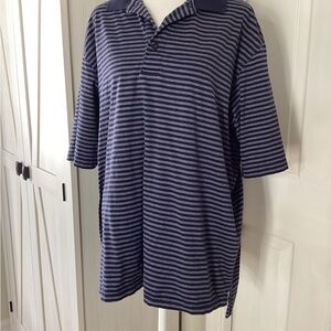 Brooks Brothers Golf Blue Striped Polo Shirt Merc. Pima Cotton Sz L